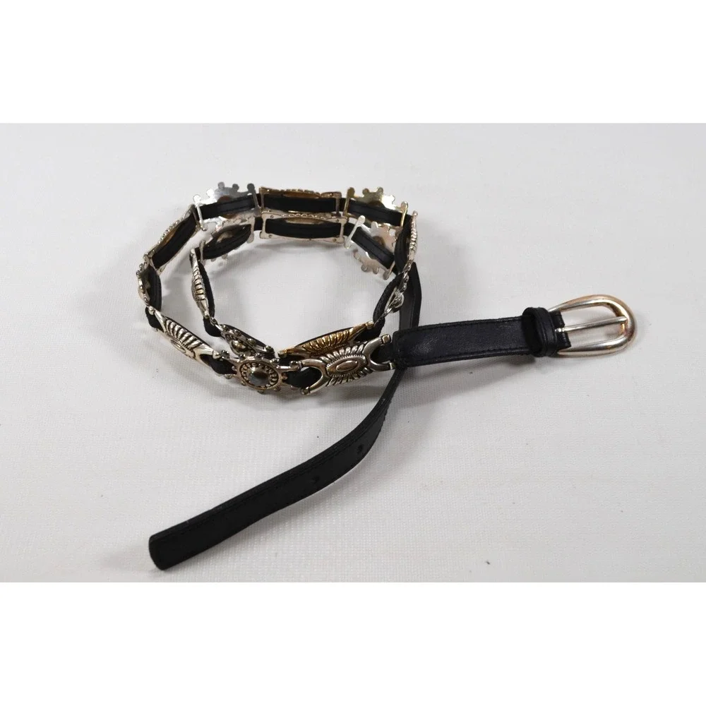 Black Western Concho Fashion Belt Braided Leather Womens Size XL 35